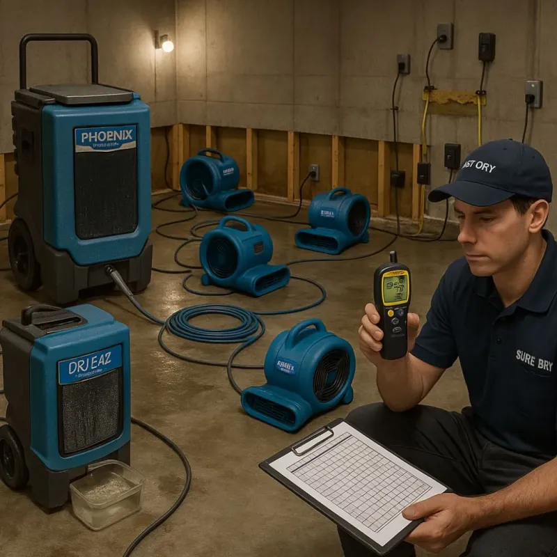 Structural Drying and Dehumidification process in Century, FL